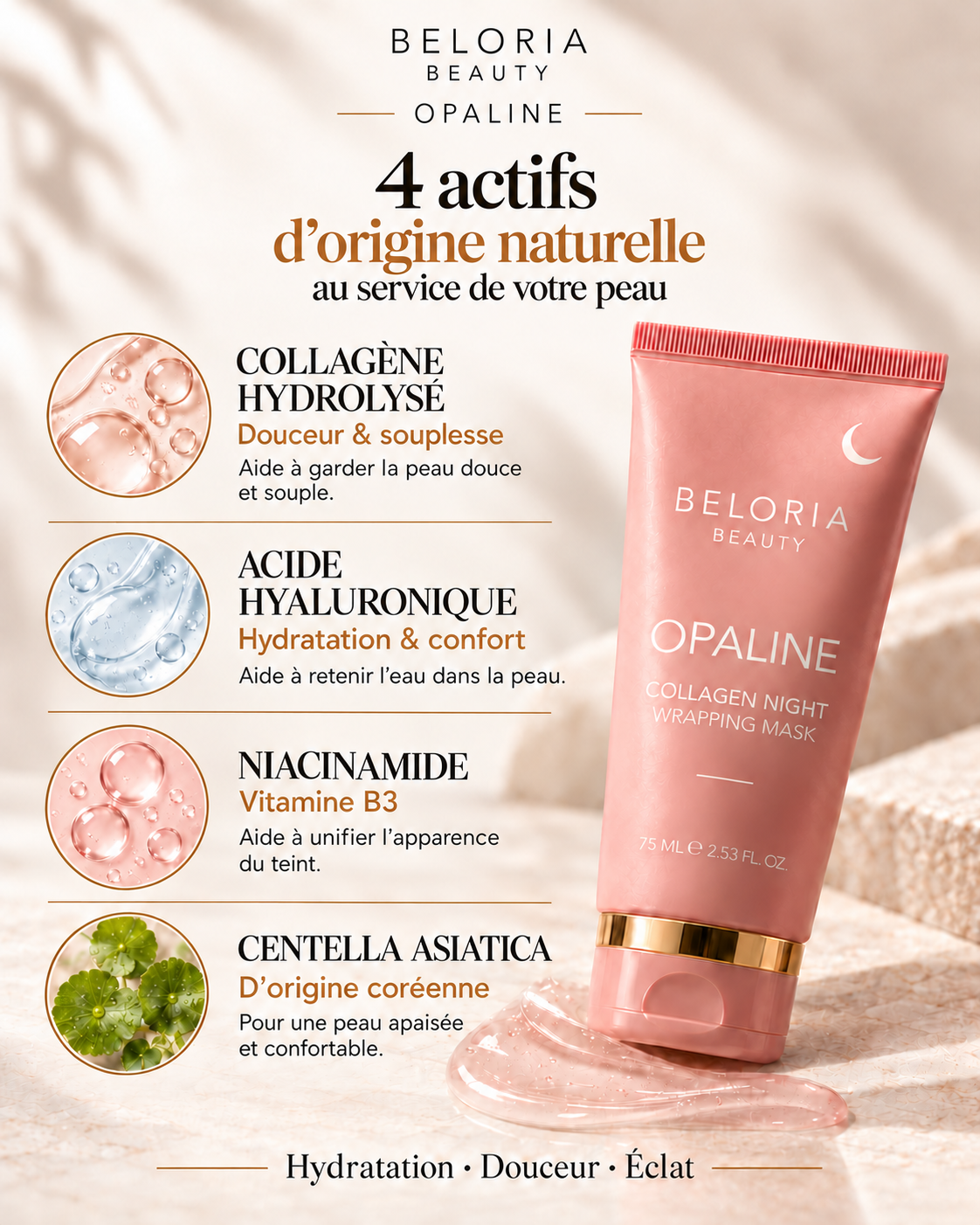 Opaline – Masque de nuit au collagène, le secret glass skin de la K-beauty