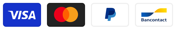 Moyens de paiement : Visa, Mastercard, PayPal et Bancontact.