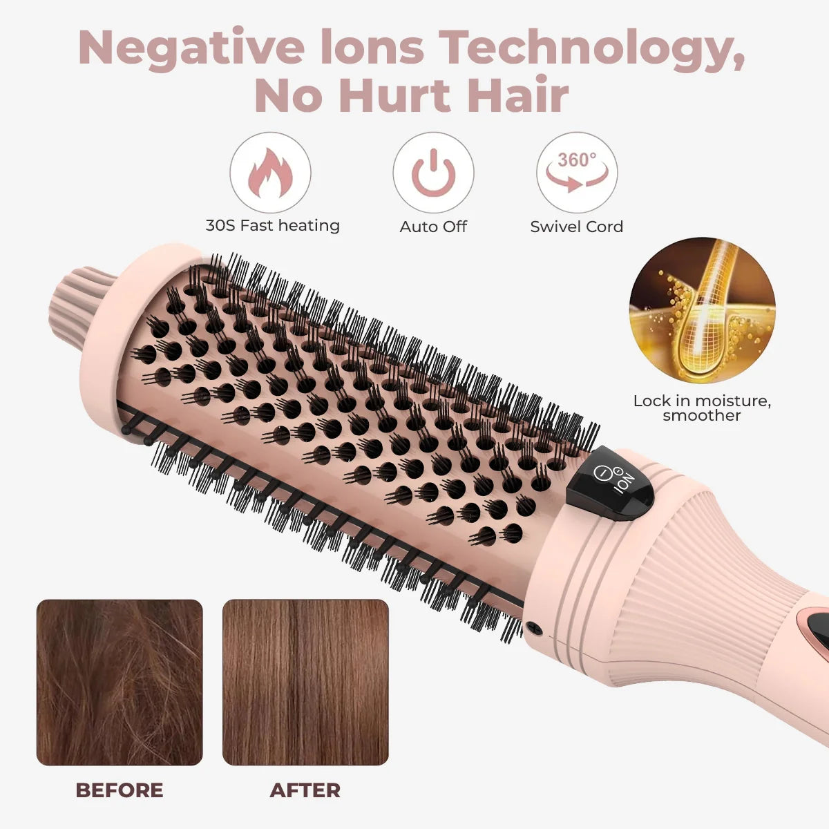 3-in-1 Negative Ion Two PTC Heaters Thermal Brush