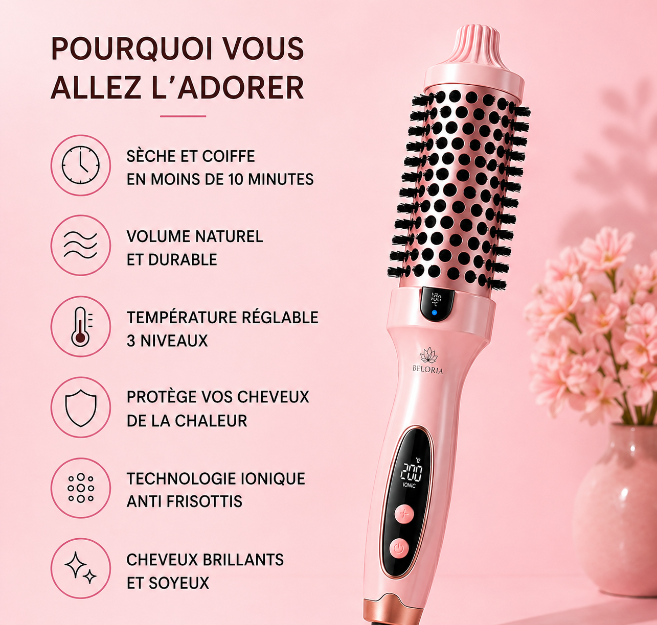 Brosse Wavy Beloria™ – Ondulations naturelles sans effort